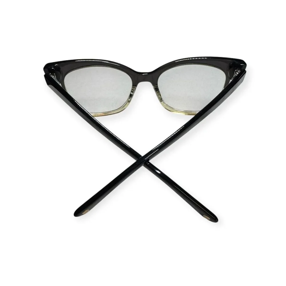 L.A.M.B. LA066 Cat-Eye Eyeglasses Full Rim Frames 52-18-140mm Black Clear w Case